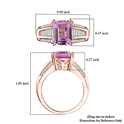 D'Joy Premium Martha Rocha Kunzite and Moissanite 5.10 ctw Radiant Bloom Ring in 18K Vermeil Rose Gold Over Sterling Silver (Size 9.0)