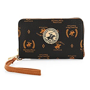 Closeout Beverly Hills Polo Club Brown Logo Pattern Vegan Leather Wallet