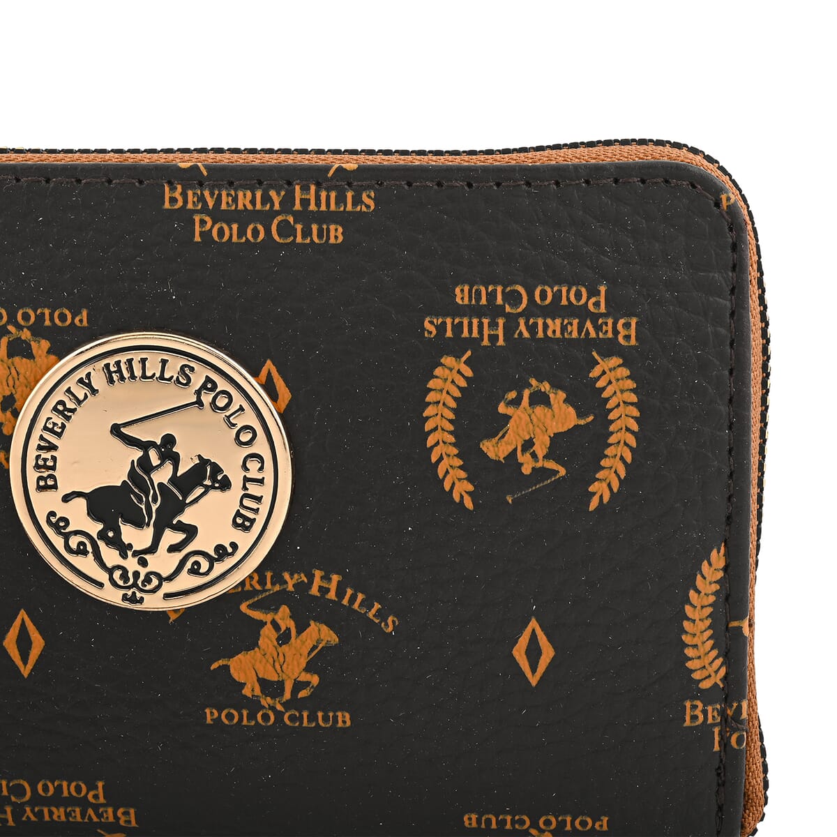 Beverly Hills Polo Club Brown Logo Pattern Vegan Leather Wallet (6.5"x4"x1") image number 6