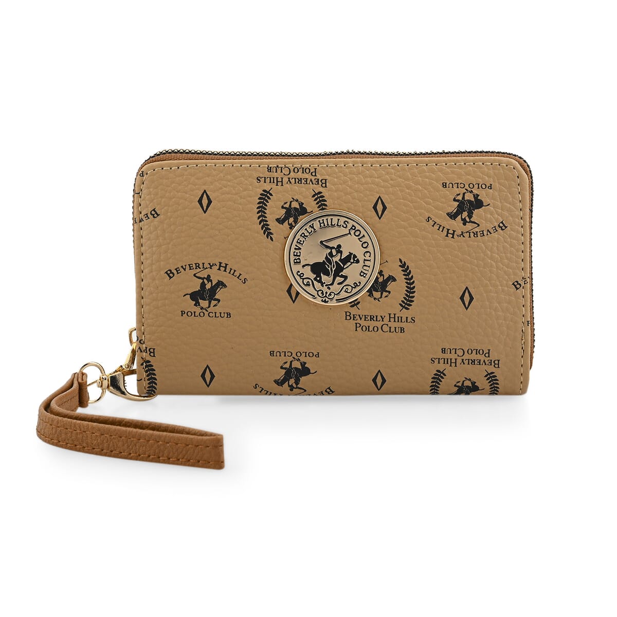Beverly Hills Polo Club Tan Logo Pattern Vegan Leather Wallet image number 0