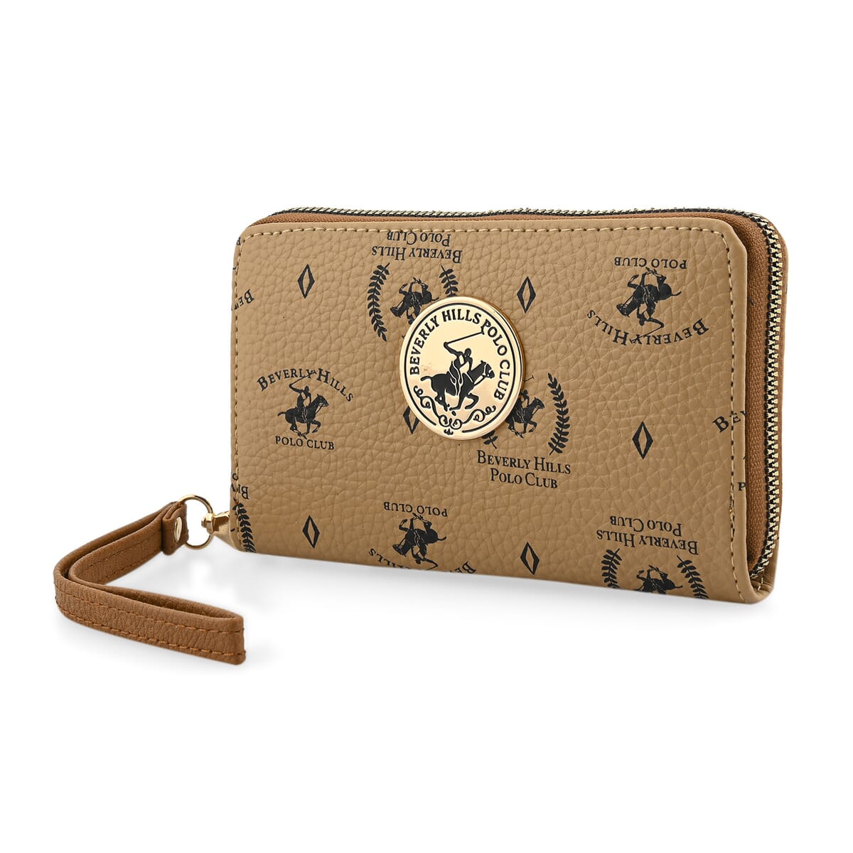 Beverly Hills Polo Club Tan Logo Pattern Vegan Leather Wallet image number 2