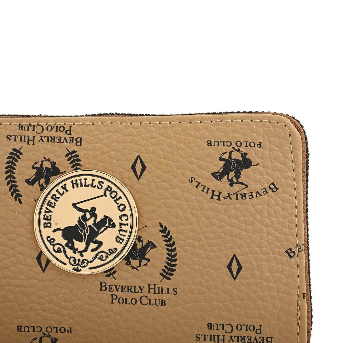 Beverly Hills Polo Club Tan Logo Pattern Vegan Leather Wallet image number 6