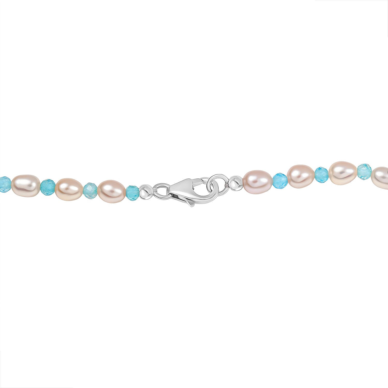 GP Freshwater Pearl and Multi Gemstone 14.90 ctw Necklace (20 Inches) in Rhodium Over Sterling Silver