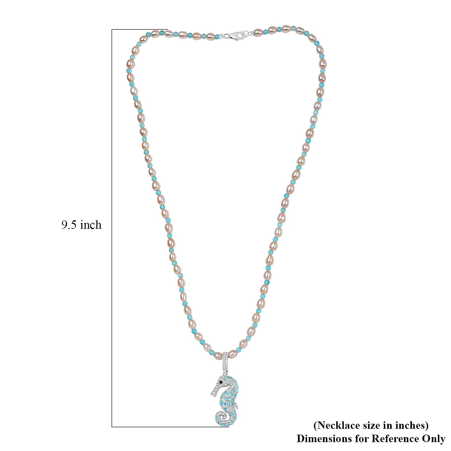 GP Freshwater Pearl and Multi Gemstone 14.90 ctw Necklace (20 Inches) in Rhodium Over Sterling Silver