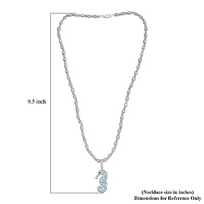 GP Freshwater Pearl and Multi Gemstone 14.90 ctw Necklace (20 Inches) in Rhodium Over Sterling Silver
