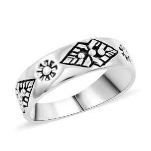 Santa Fe Style Sterling Silver Ring (Size 10.0) 2.80 Grams