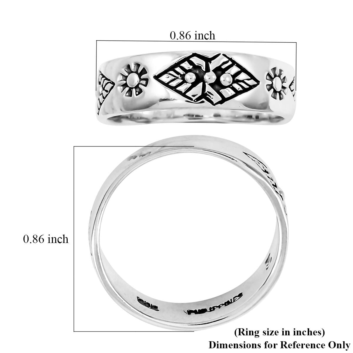 Santa Fe Style Sterling Silver Ring (Size 10.0) 2.80 Grams image number 4