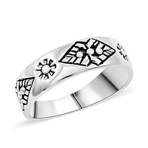 Santa Fe Style Sterling Silver Ring (Size 7.0) 2.80 Grams