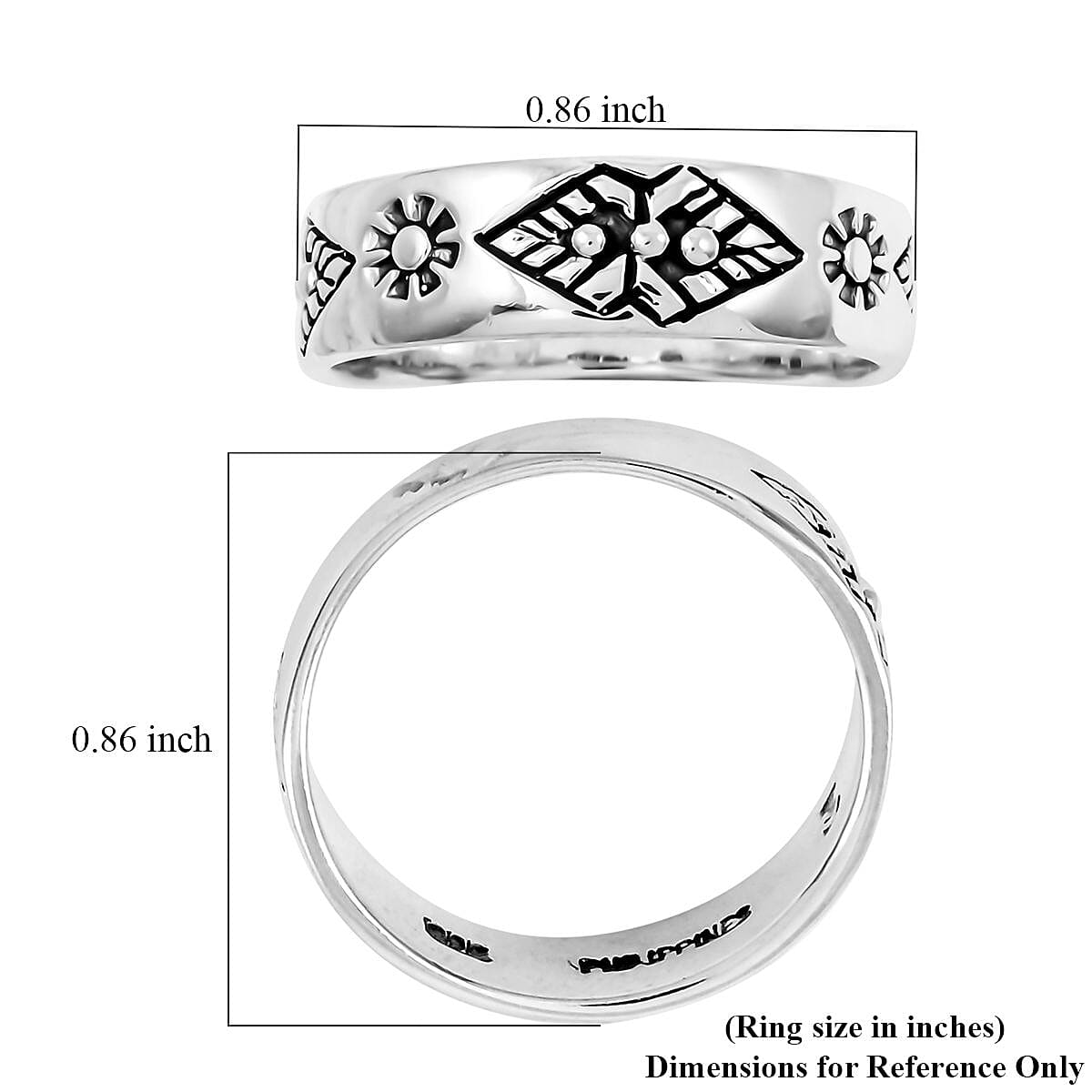 Santa Fe Style Sterling Silver Ring (Size 9.0) 2.80 Grams image number 4