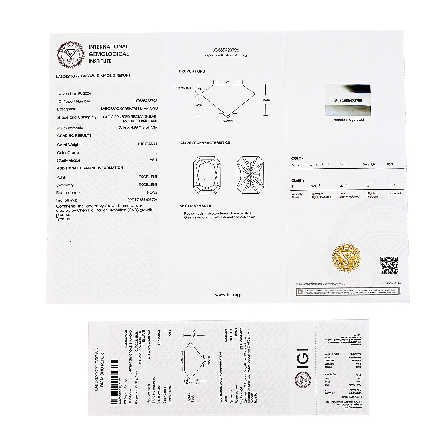 IGI Certified Luxuriant Lab Grown Diamond (Radiant) (E, VS1) 1.00 ctw