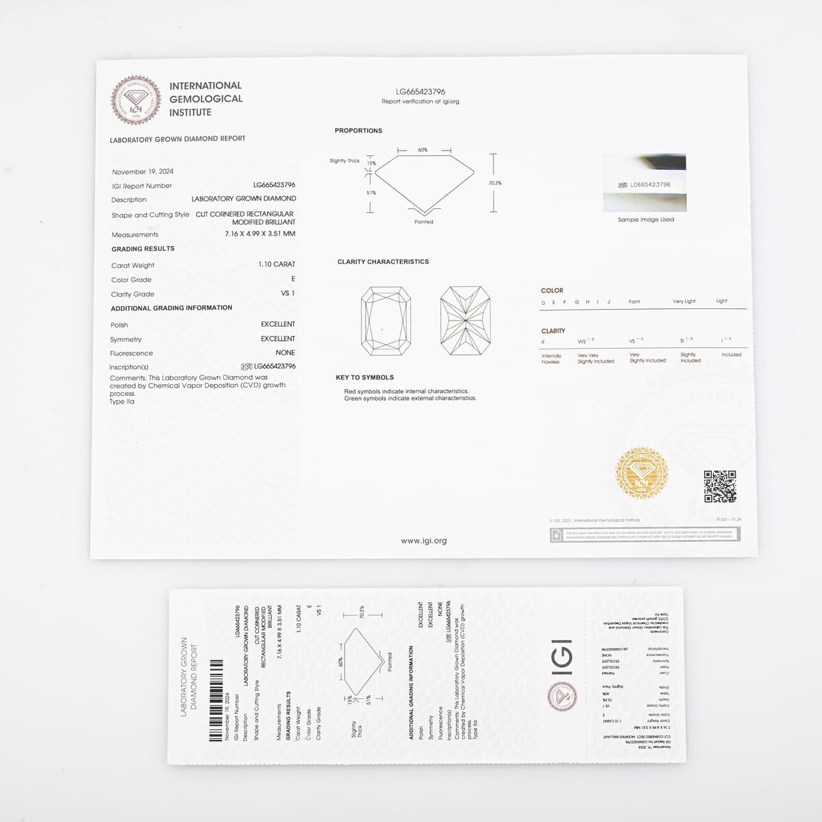 IGI Certified Luxuriant Lab Grown Diamond (Radiant) (E, VS1) 1.00 ctw image number 5