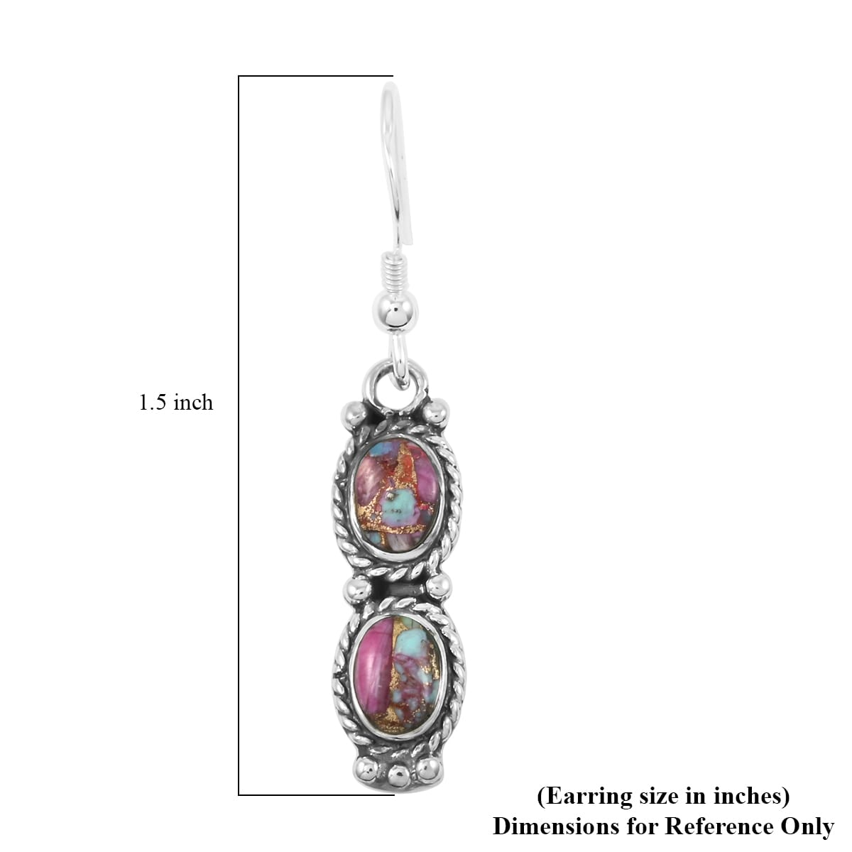 Santa Fe Style Rainbow Multi Gemstone Earrings in Sterling Silver 3.50 ctw image number 4