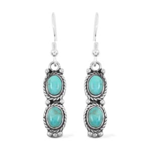 Santa Fe Style Kingman Turquoise Earrings in Sterling Silver 3.50 ctw
