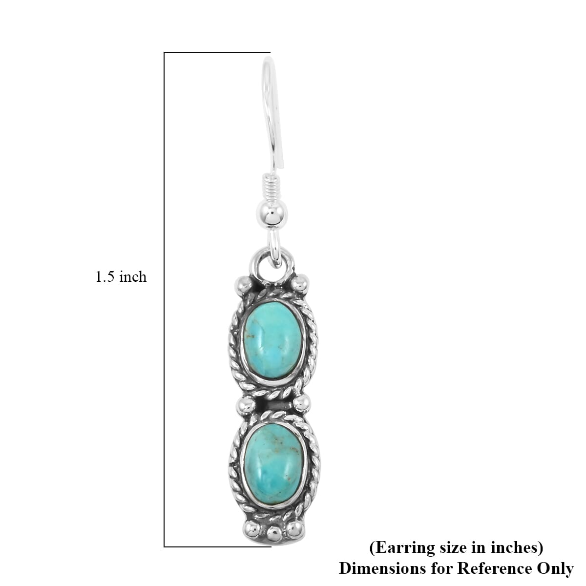 Santa Fe Style Kingman Turquoise Earrings in Sterling Silver 3.50 ctw image number 4
