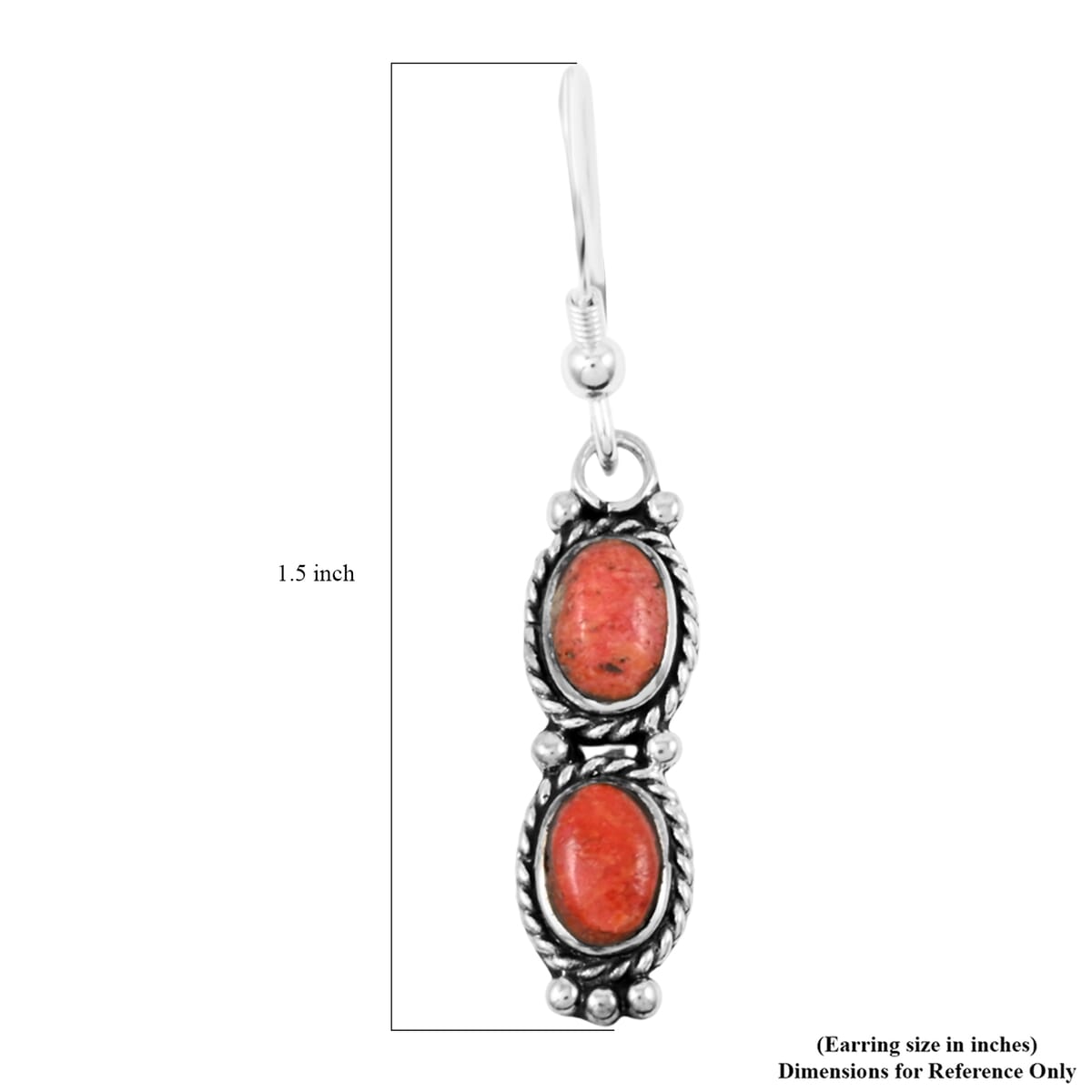Santa Fe Style Enhanced Red Coral Earrings in Sterling Silver 3.50 ctw image number 4