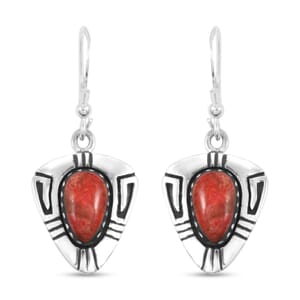 Santa Fe Style Enhanced Red Coral 4.00 ctw Earrings in Sterling Silver