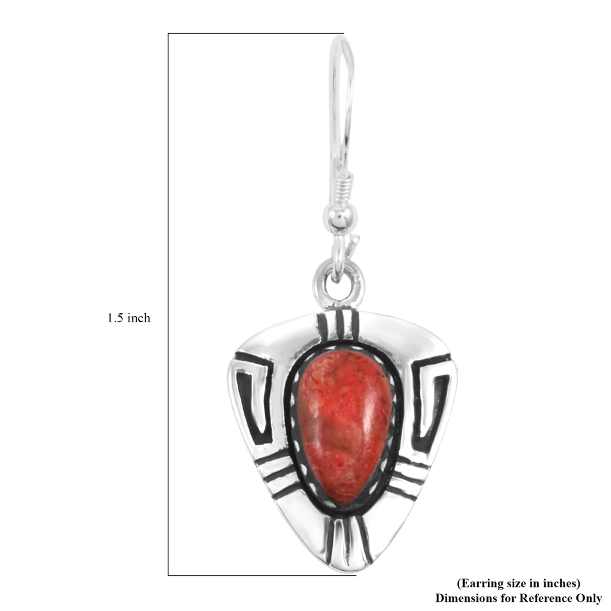 Santa Fe Style Enhanced Red Coral 4.00 ctw Earrings in Sterling Silver image number 4