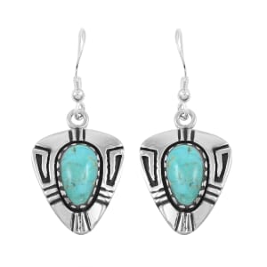 Santa Fe Style Kingman Turquoise 4.00 ctw Earrings in Sterling Silver
