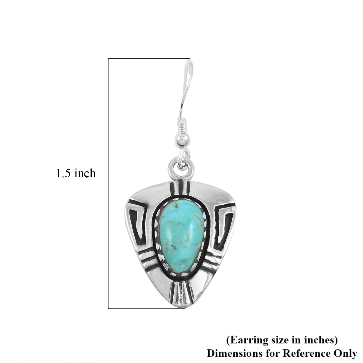 Santa Fe Style Kingman Turquoise 4.00 ctw Earrings in Sterling Silver image number 4