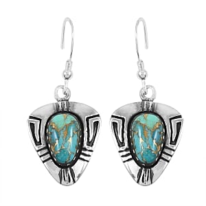 Santa Fe Style Mojave Turquoise 4.00 ctw Earrings in Sterling Silver