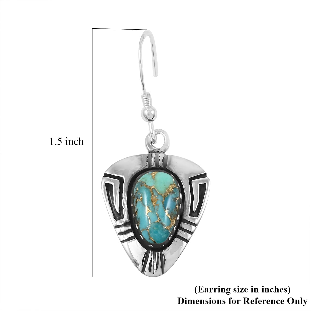 Santa Fe Style Mojave Turquoise 4.00 ctw Earrings in Sterling Silver image number 4