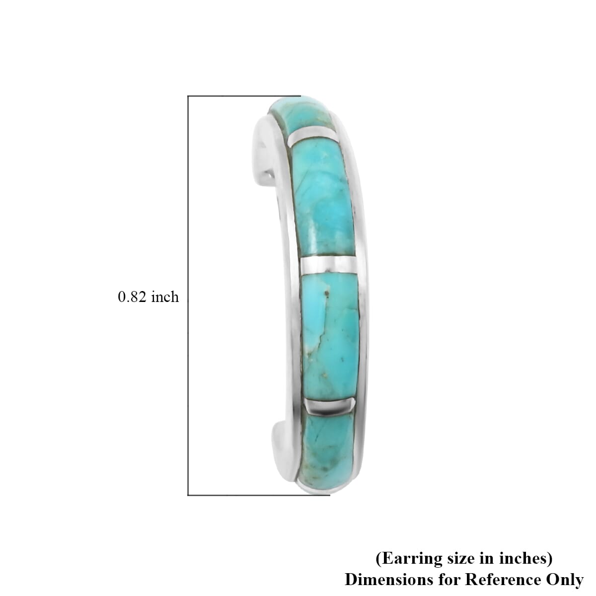 Santa Fe Style Kingman Turquoise 4.25 ctw Half Hoop Earrings in Sterling Silver image number 4
