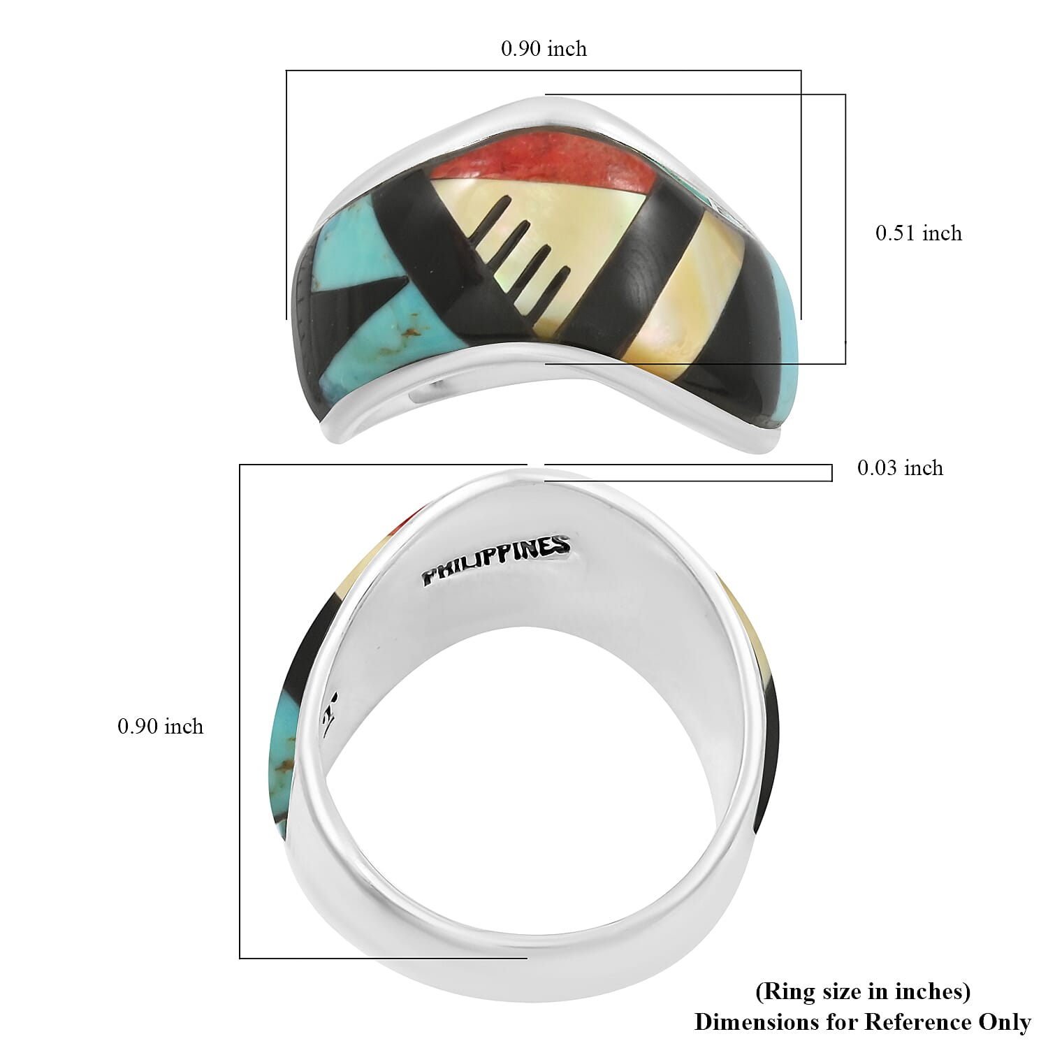 Santa Fe Style Multi Gemstone 10.00 ctw Ring in Sterling Silver (Size  10.0)