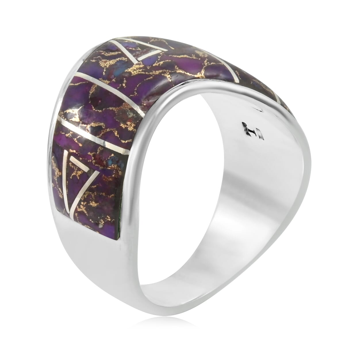 Santa Fe Style Mojave Purple Turquoise 10.00 ctw Ring in Sterling Silver (Size  10.0) image number 3