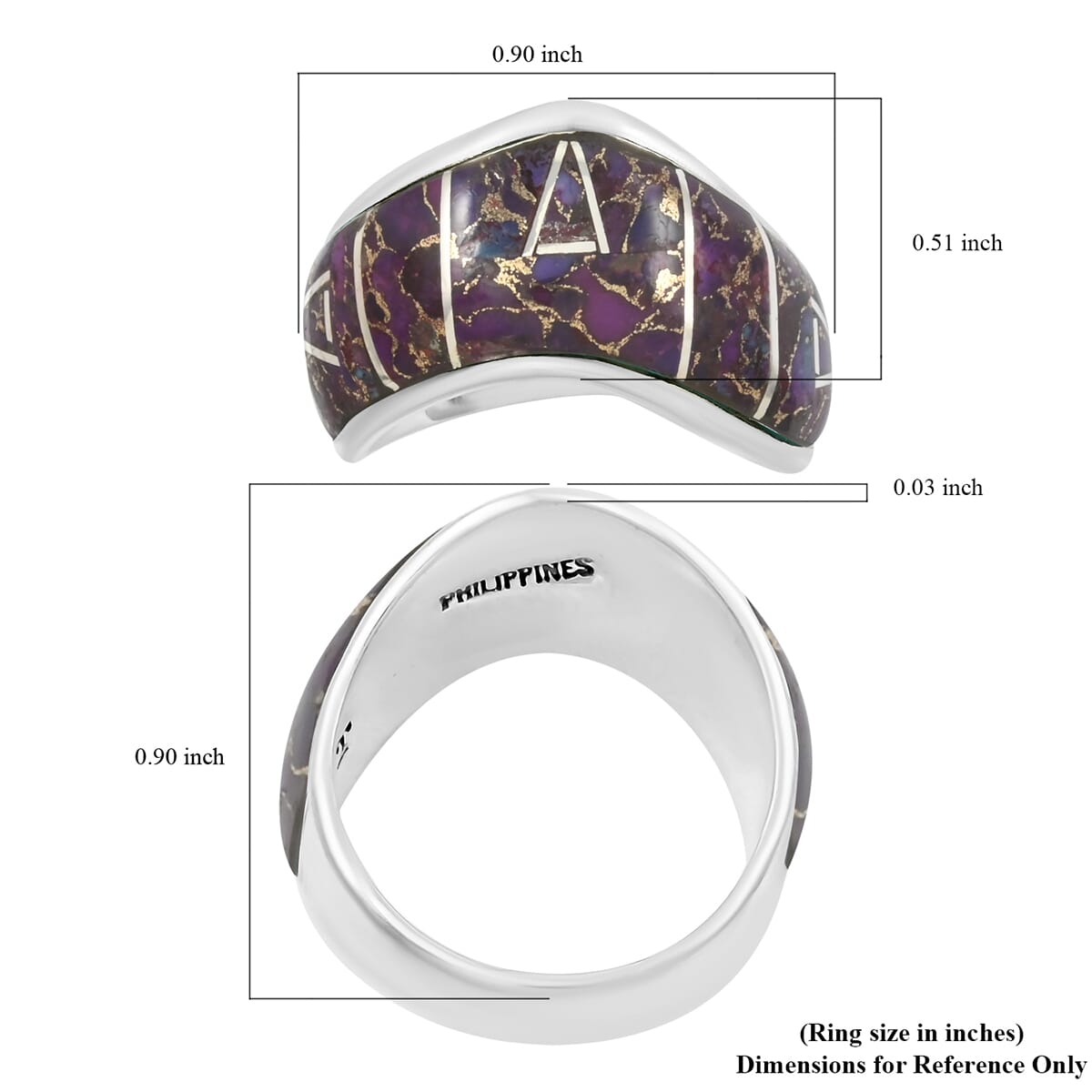 Santa Fe Style Mojave Purple Turquoise 10.00 ctw Ring in Sterling Silver (Size  10.0) image number 4