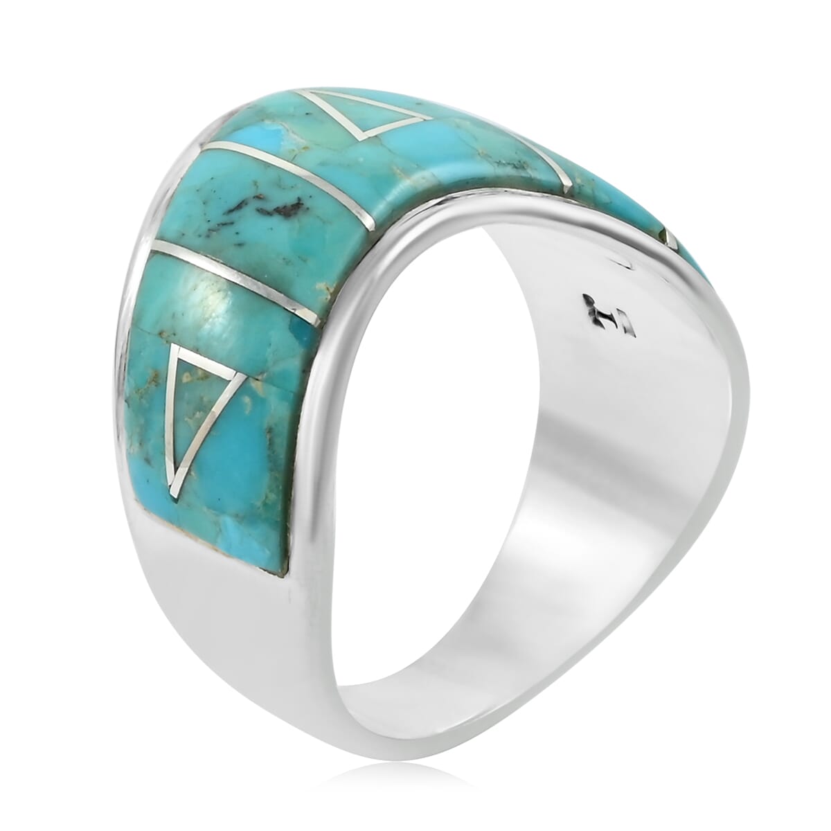 Santa Fe Style Kingman Turquoise 10.00 ctw Ring in Sterling Silver (Size  11.0) image number 3