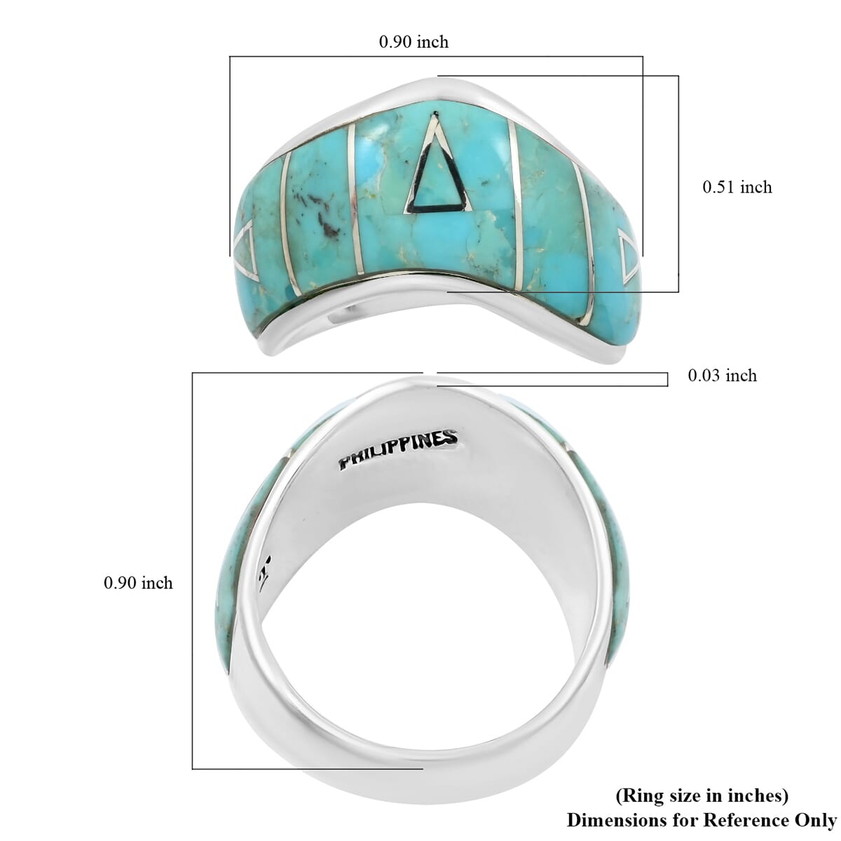 Santa Fe Style Kingman Turquoise 10.00 ctw Ring in Sterling Silver (Size  11.0) image number 4