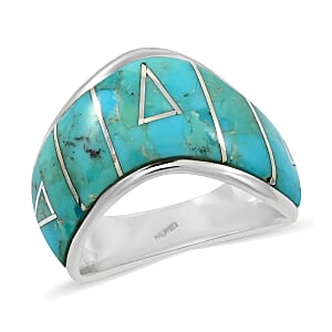 Santa Fe Style Kingman Turquoise 10.00 ctw Ring in Sterling Silver (Size  8.0)