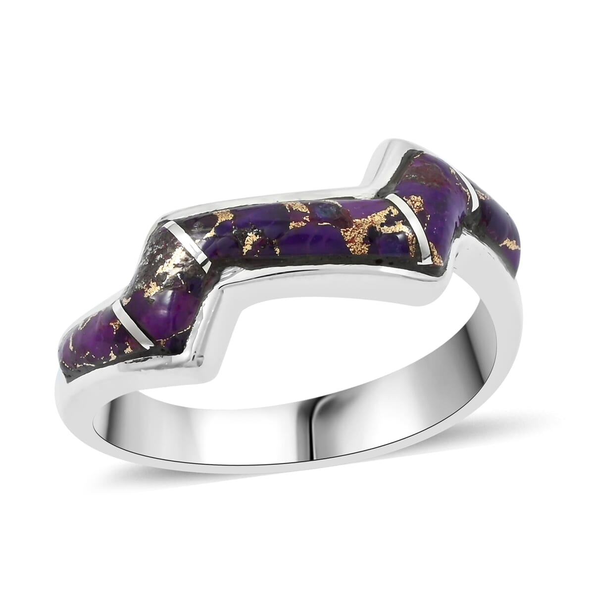 Santa Fe Style Mojave Purple Turquoise 4.00 ctw Ring in Sterling Silver (Size  10.0) image number 0