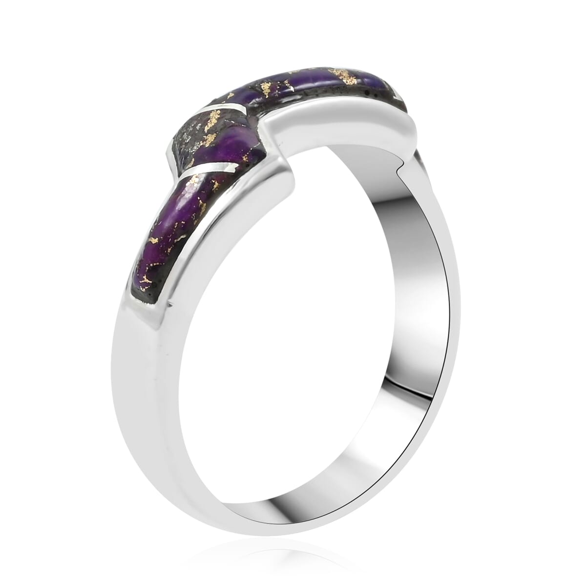 Santa Fe Style Mojave Purple Turquoise 4.00 ctw Ring in Sterling Silver (Size  8.0) image number 3