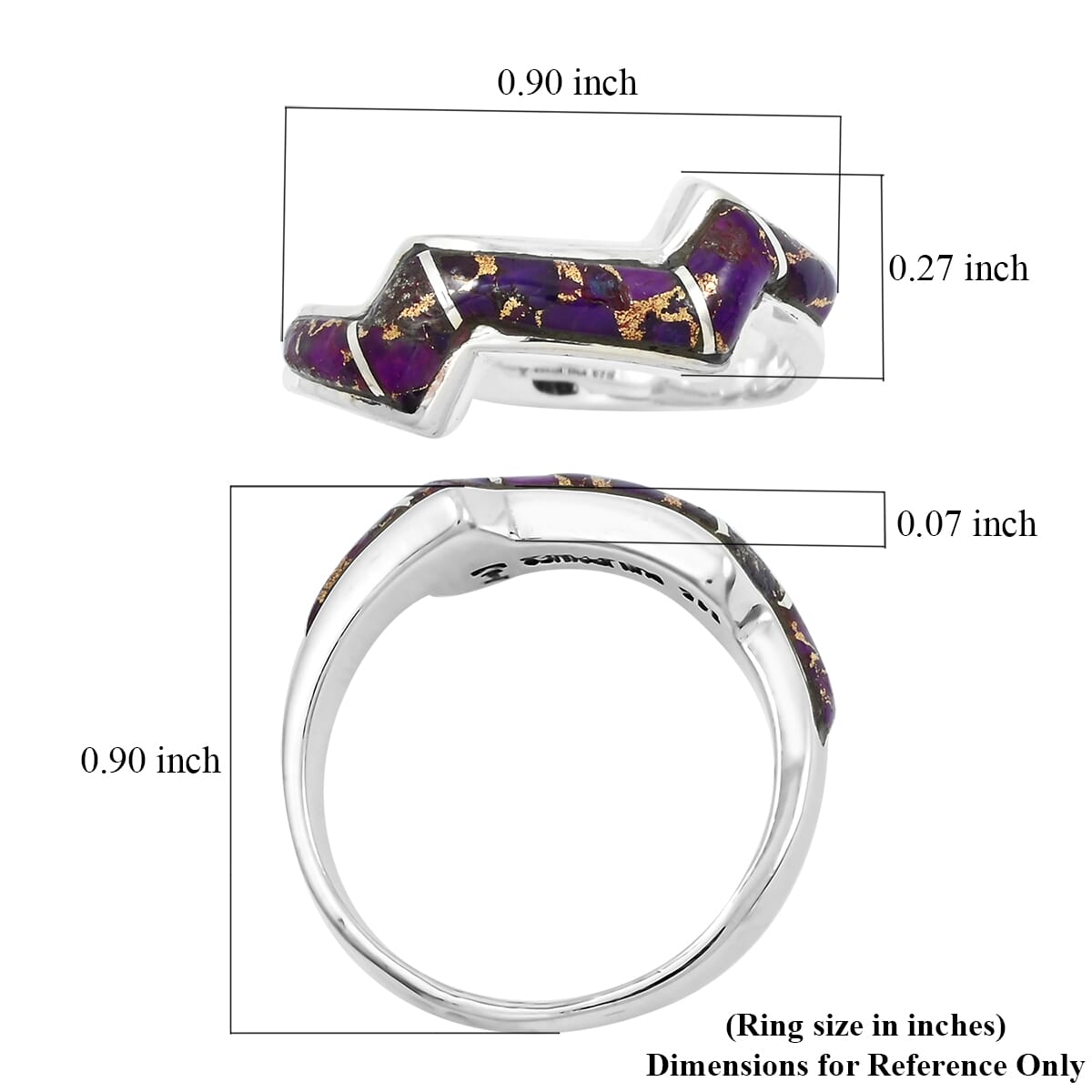 Santa Fe Style Mojave Purple Turquoise 4.00 ctw Ring in Sterling Silver (Size  8.0) image number 4