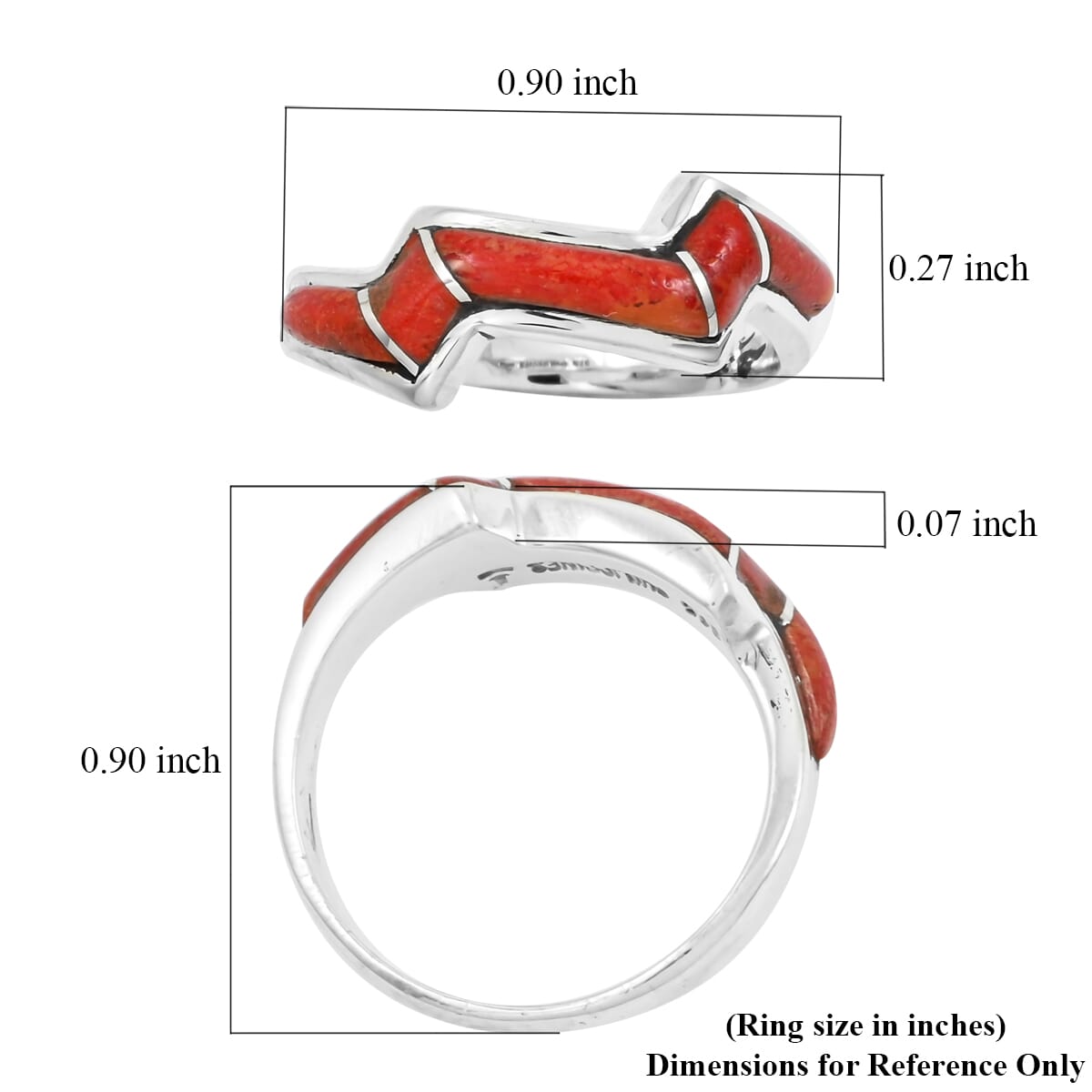Santa Fe Style Enhanced Red Coral 4.00 ctw Ring in Sterling Silver (Size 10.0) image number 4