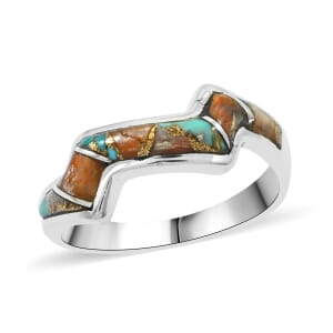 Santa Fe Style Spiny Turquoise 4.00 ctw Ring in Sterling Silver (Size  10.0)