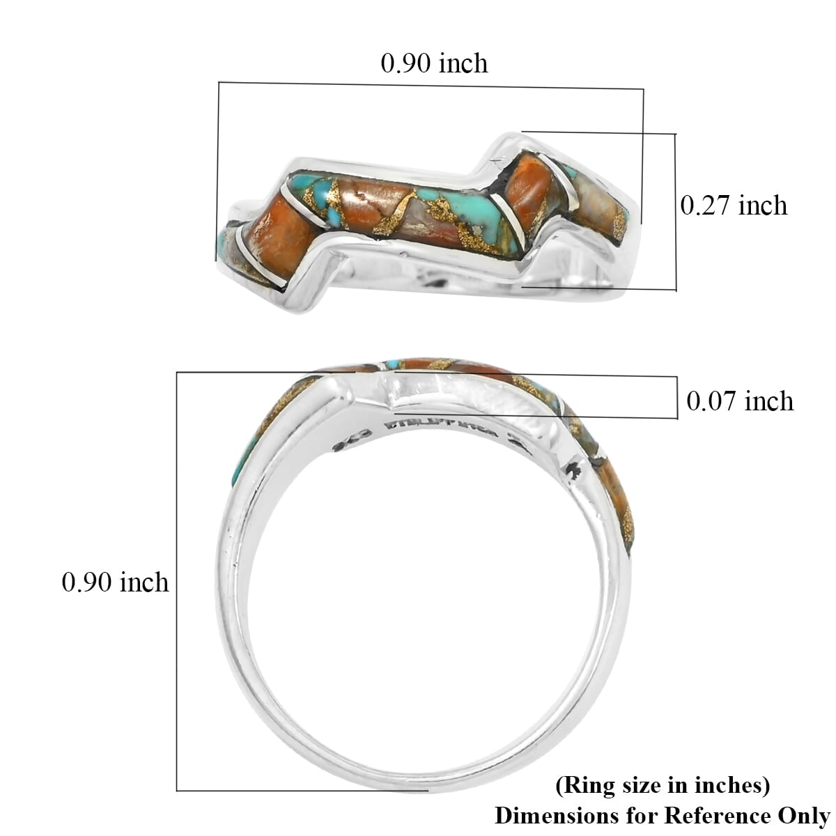Santa Fe Style Spiny Turquoise 4.00 ctw Ring in Sterling Silver (Size  10.0) image number 4