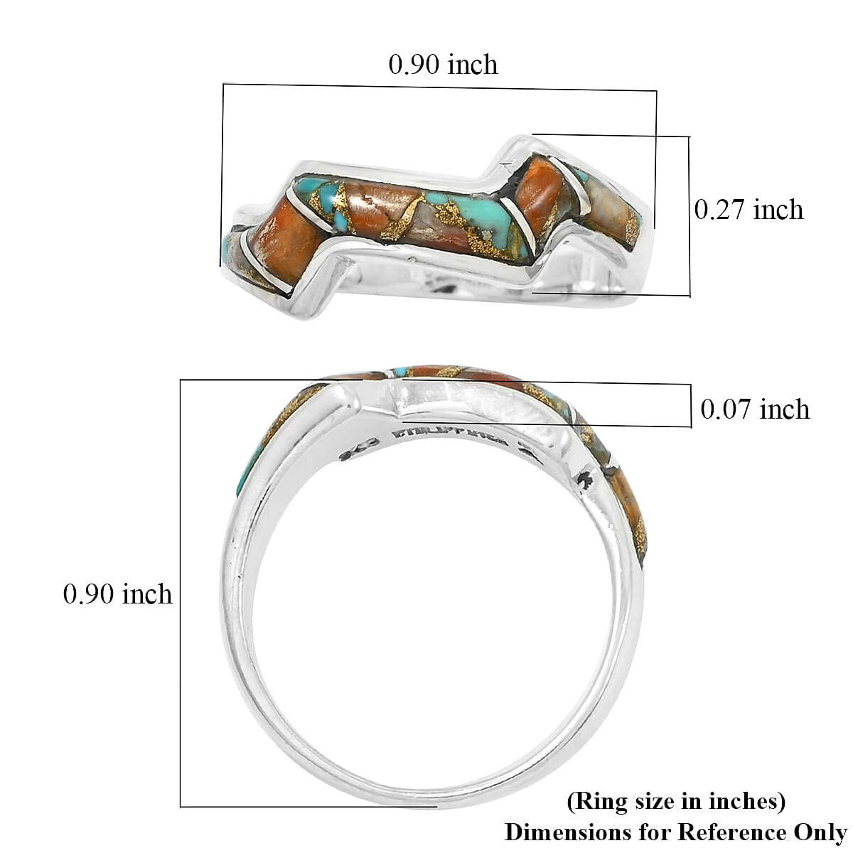 Santa Fe Style Spiny Turquoise 4.00 ctw Ring in Sterling Silver (Size  6.0)