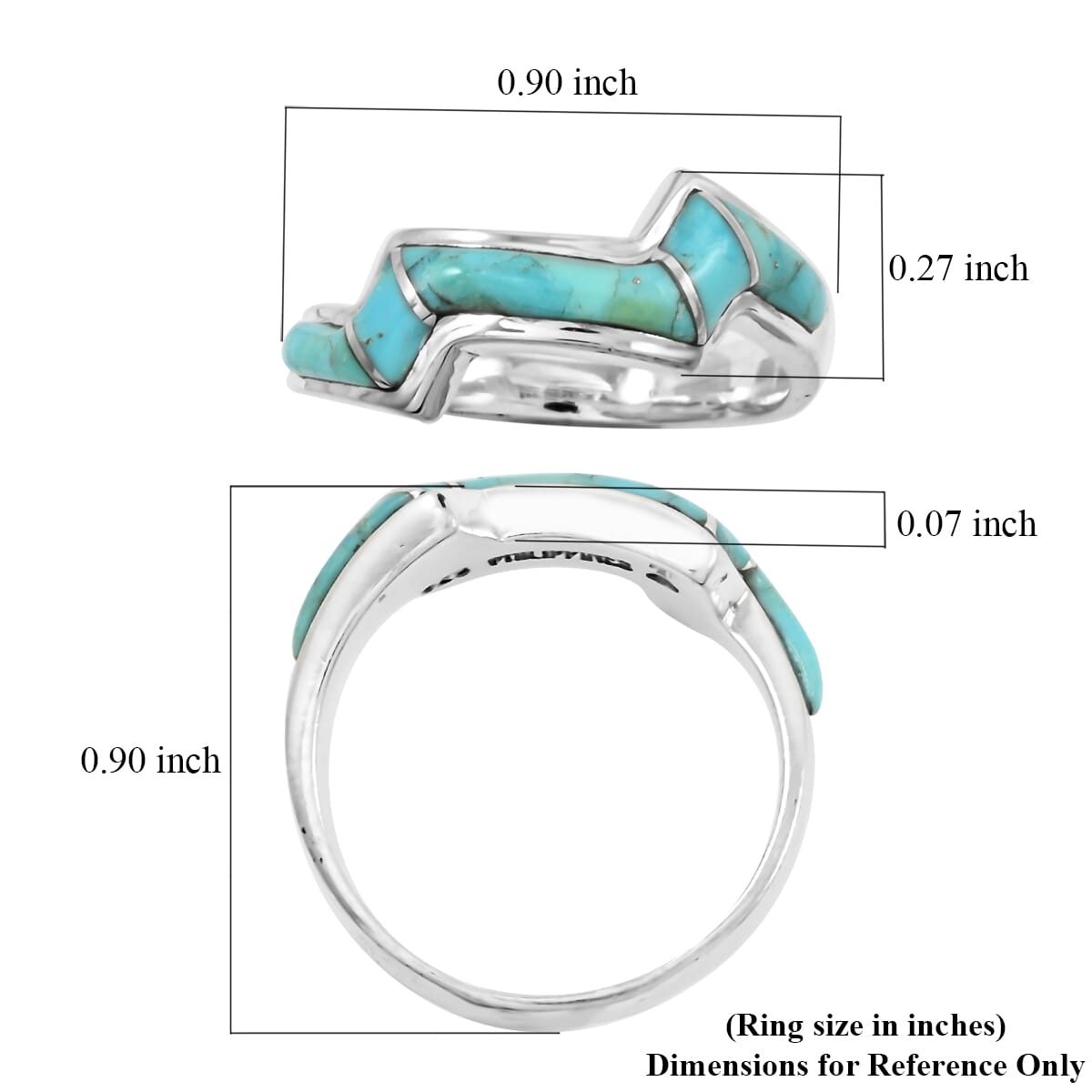 Santa Fe Style Kingman Turquoise 4.00 ctw Ring in Sterling Silver (Size  10.0) image number 4