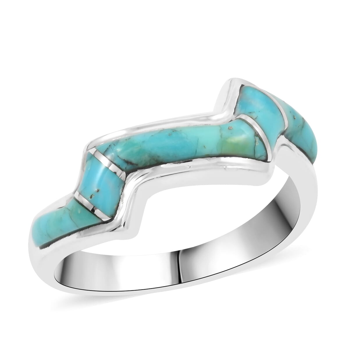 Santa Fe Style Kingman Turquoise 4.00 ctw Ring in Sterling Silver (Size  6.0) image number 0