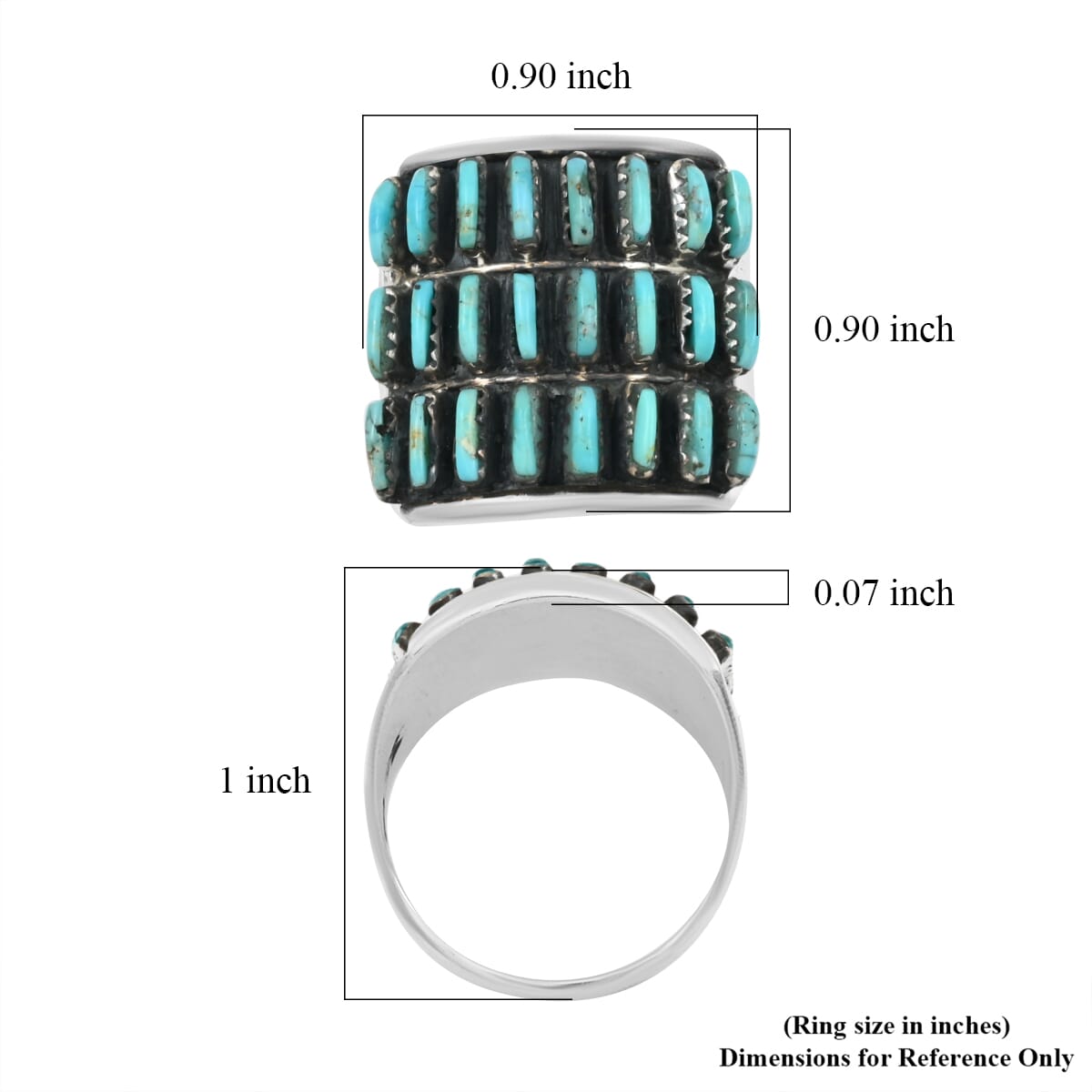 Santa Fe Style Kingman Turquoise 8.00 ctw Ring in Sterling Silver (Size 6.0) image number 4