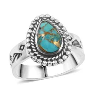 Santa Fe Style Mojave Turquoise 2.50 ctw Ring in Sterling Silver (Size 10.0)
