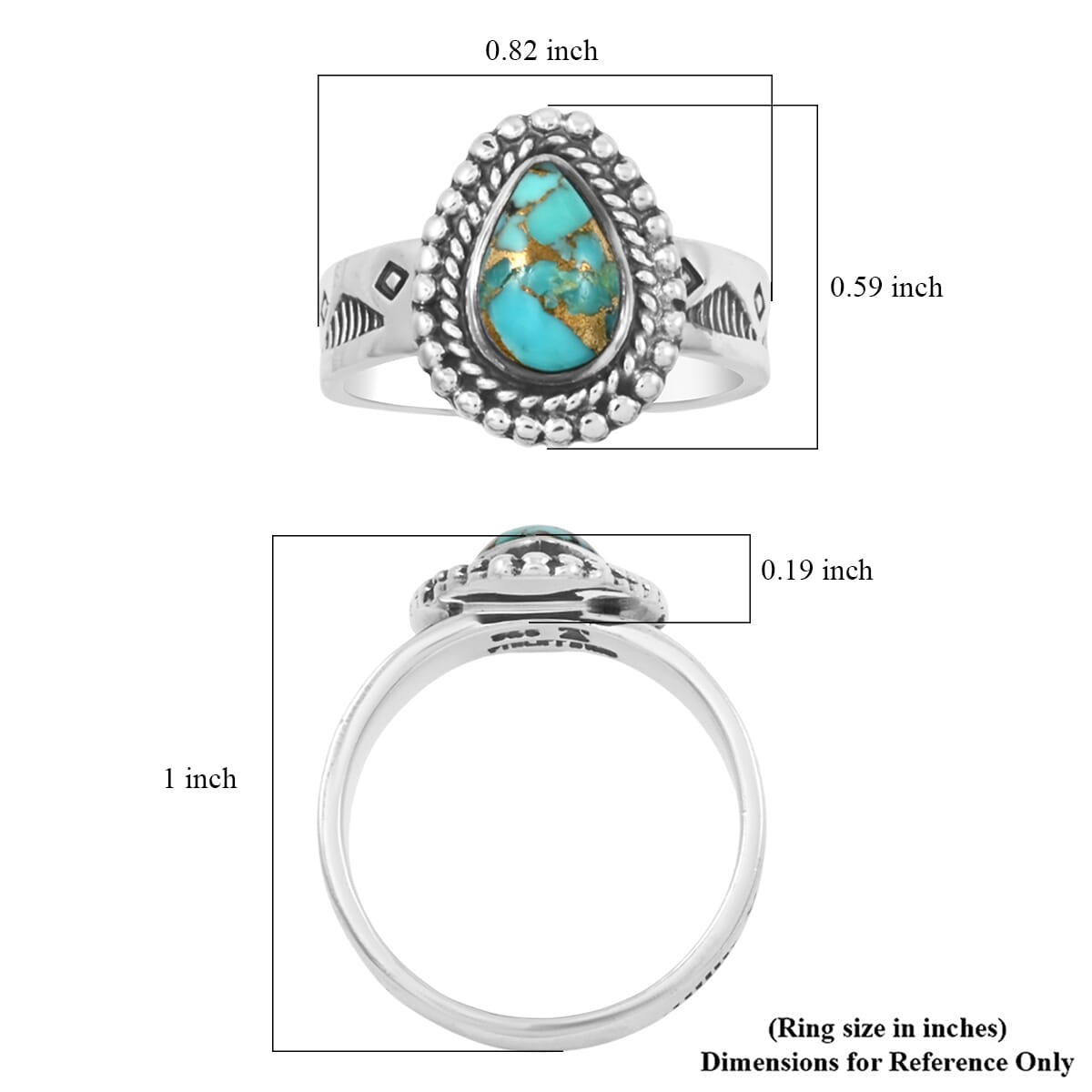 Santa Fe Style Mojave Turquoise 2.50 ctw Ring in Sterling Silver (Size 10.0) image number 4