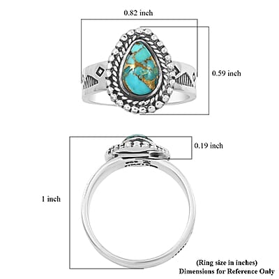 Santa Fe Style Mojave Turquoise 2.50 ctw Ring in Sterling Silver (Size 10.0)