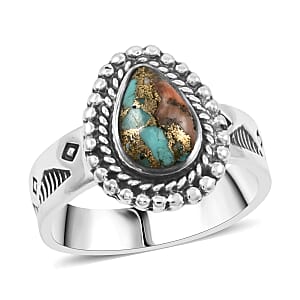 Santa Fe Style Spiny Turquoise 2.50 ctw Ring in Sterling Silver (Size 11.0)