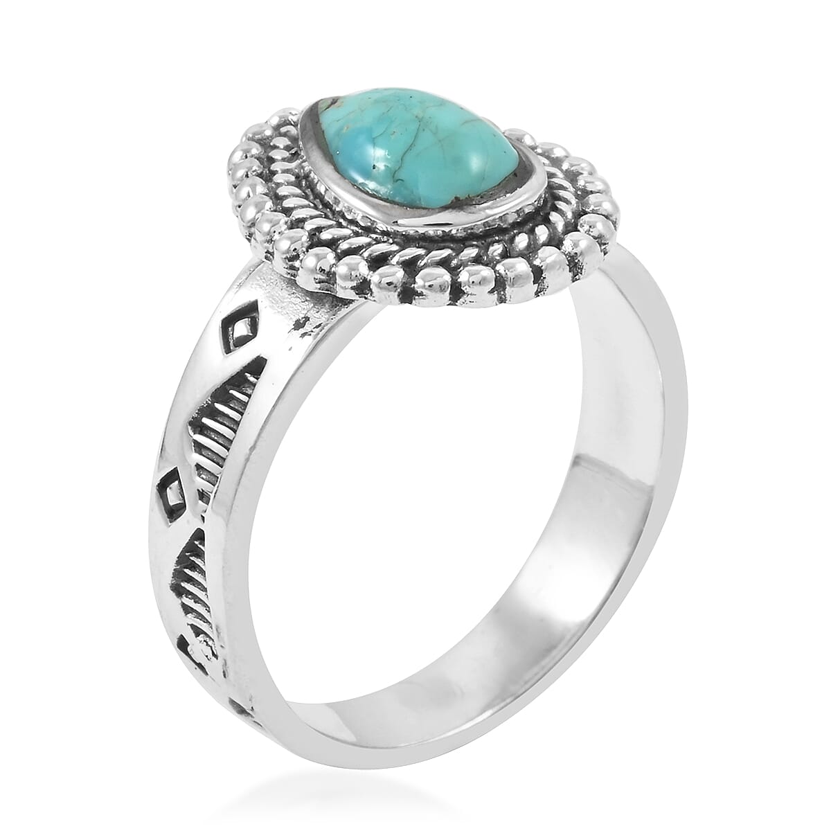 Santa Fe Style Kingman Turquoise 2.50 ctw Ring in Sterling Silver (Size 10.0) image number 3