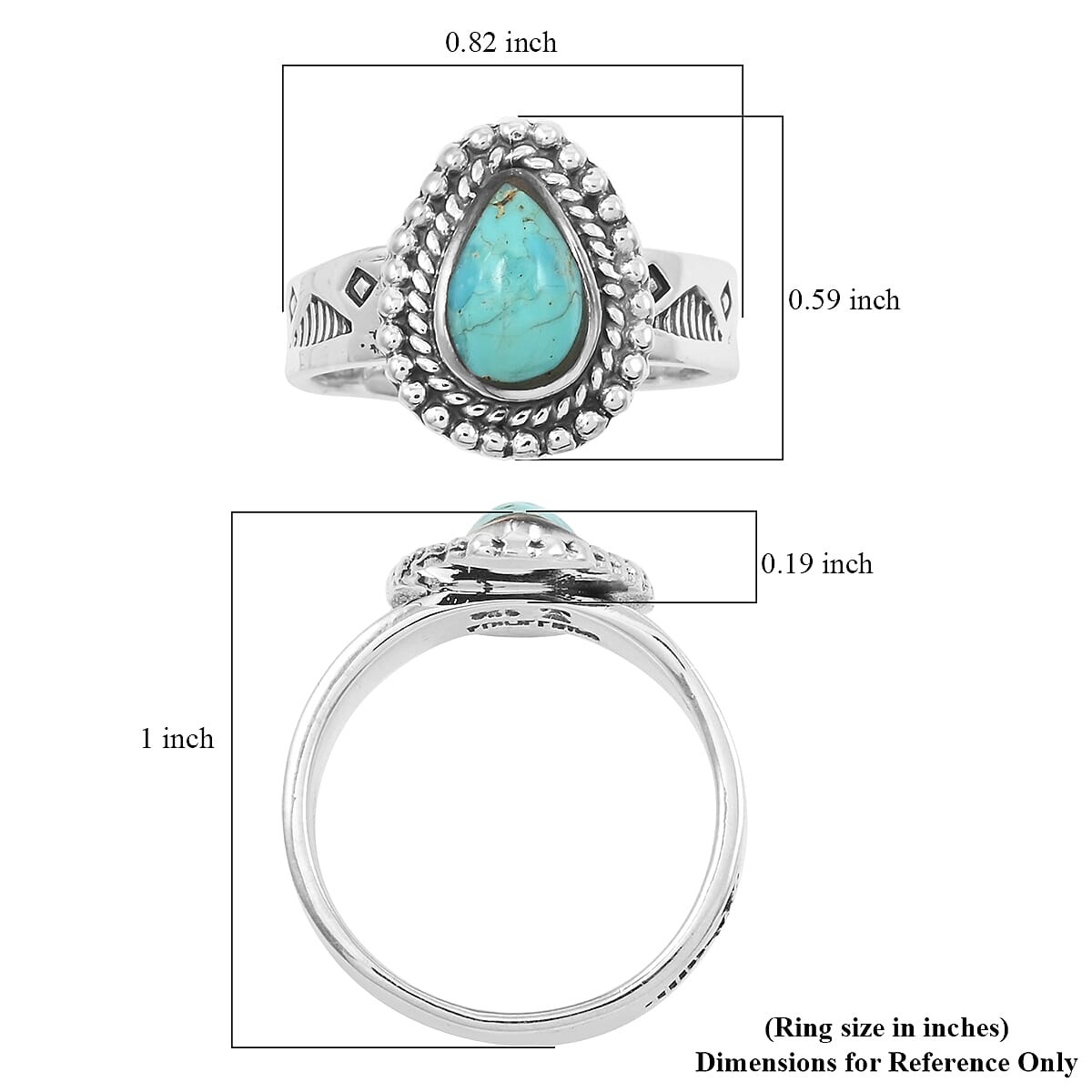 Santa Fe Style Kingman Turquoise 2.50 ctw Ring in Sterling Silver (Size 10.0) image number 4