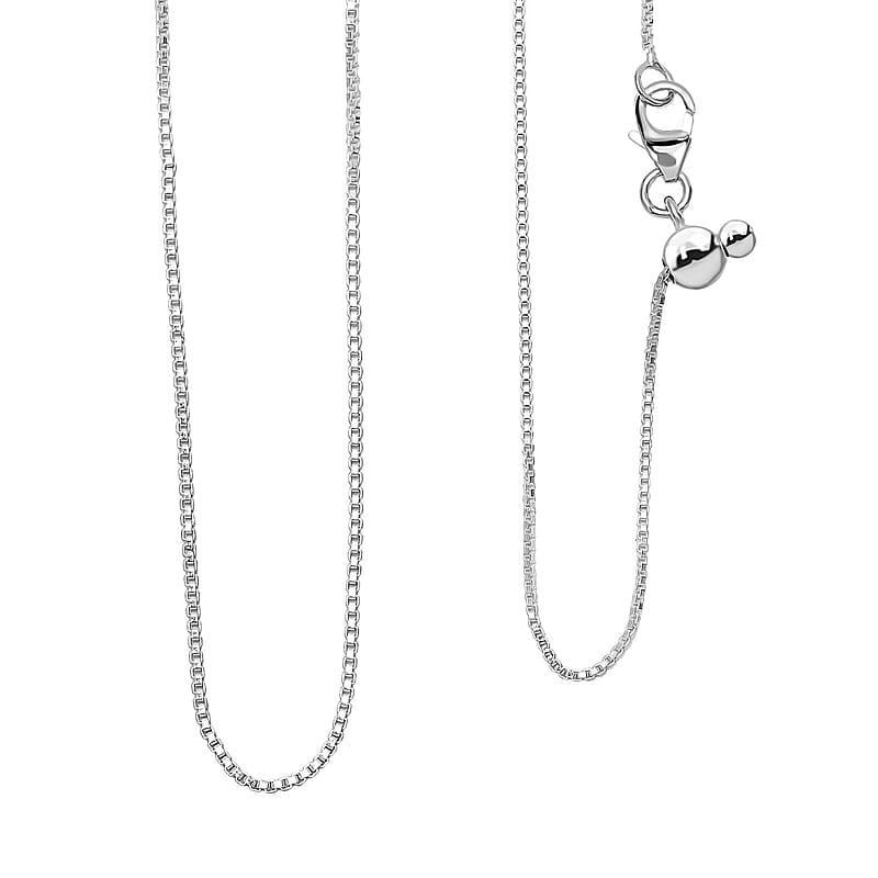Box Chain Necklace Sterling Silver with Adjustable Ball 2.15 Grams 20 Inches