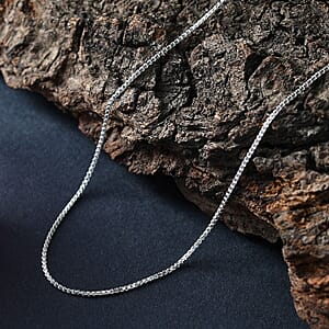 Box Chain Necklace Sterling Silver with Adjustable Ball 2.15 Grams 20 Inches
